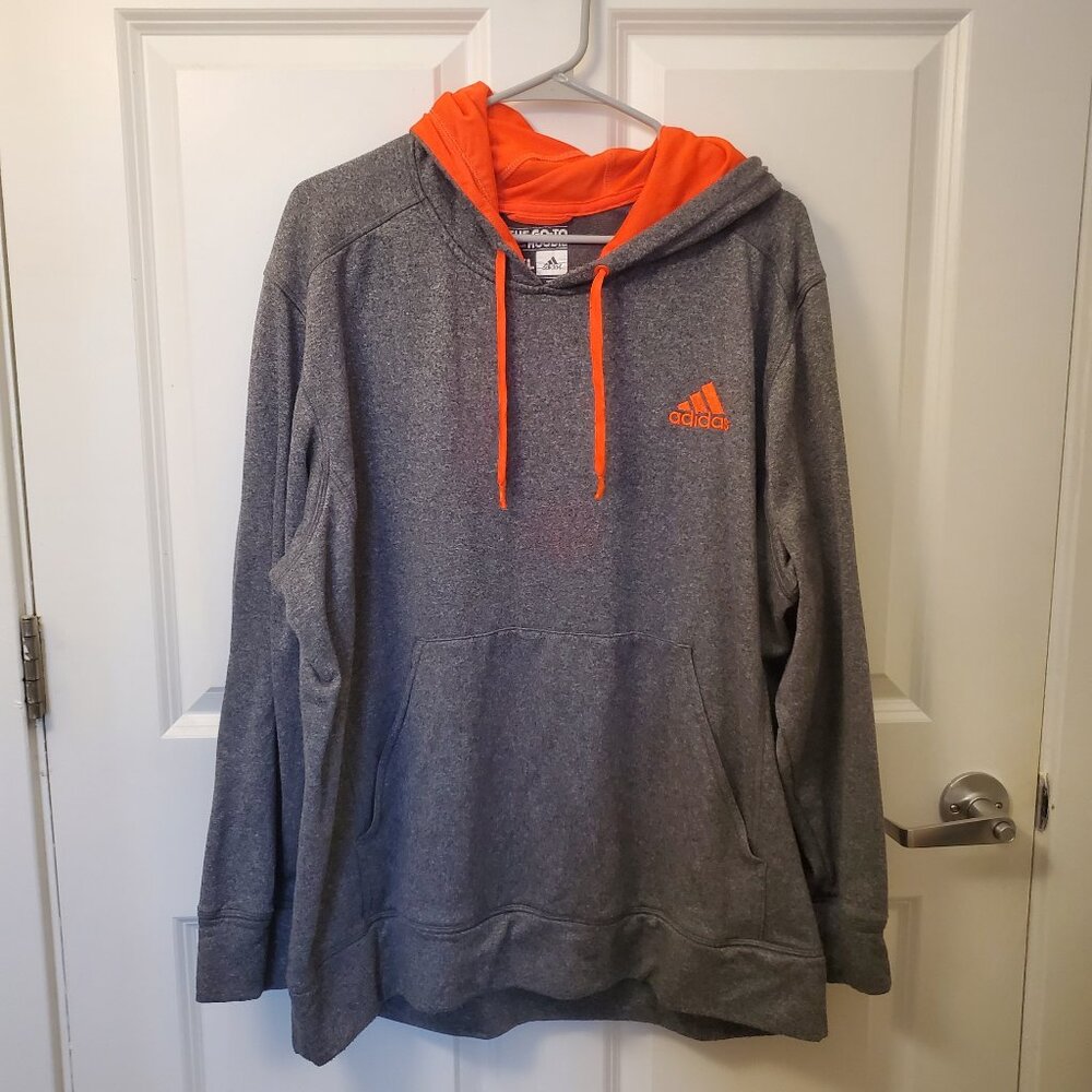 Adidas The Go-To Pullover Hoodie, Climawarm Grey & Orange Size 2XL
